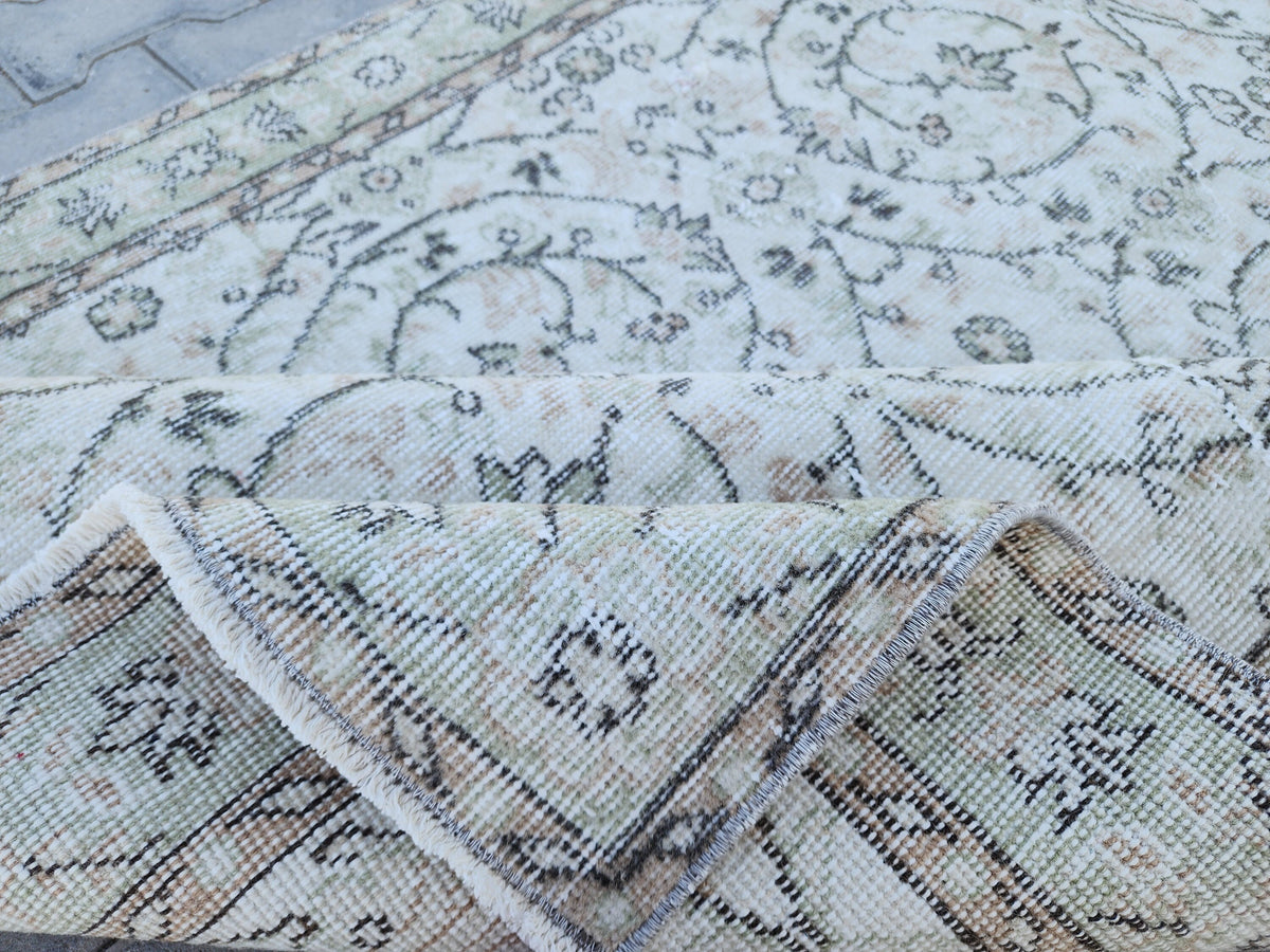 Handwoven Turkish Oushak Rug 4x7: Wool & Cotton Blend