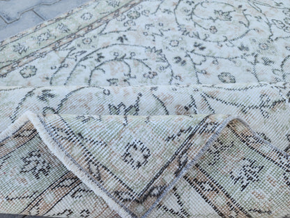 Handwoven Turkish Oushak Rug 4x7: Wool & Cotton Blend