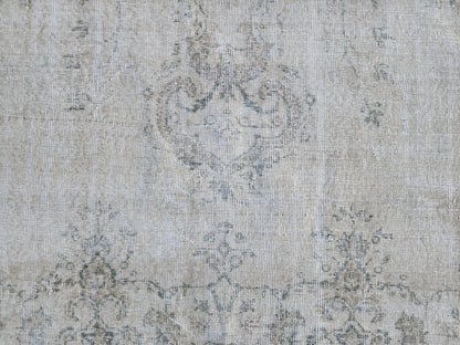 7x10 Medallion Turkish Rug, Oriental Living Room Decor, Beige and Soft Green