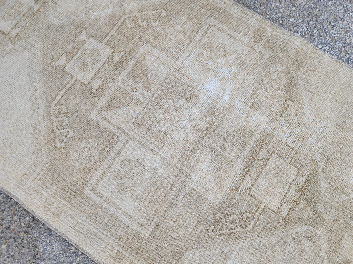 Hand Made Runner Rug 2.6 x 8.8 ft , Oriental Boho Decor, Turkish Rustic Wool Carpet