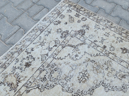 6x9 Oushak Wool Rug: Blue Turkish Vintage Area Rug