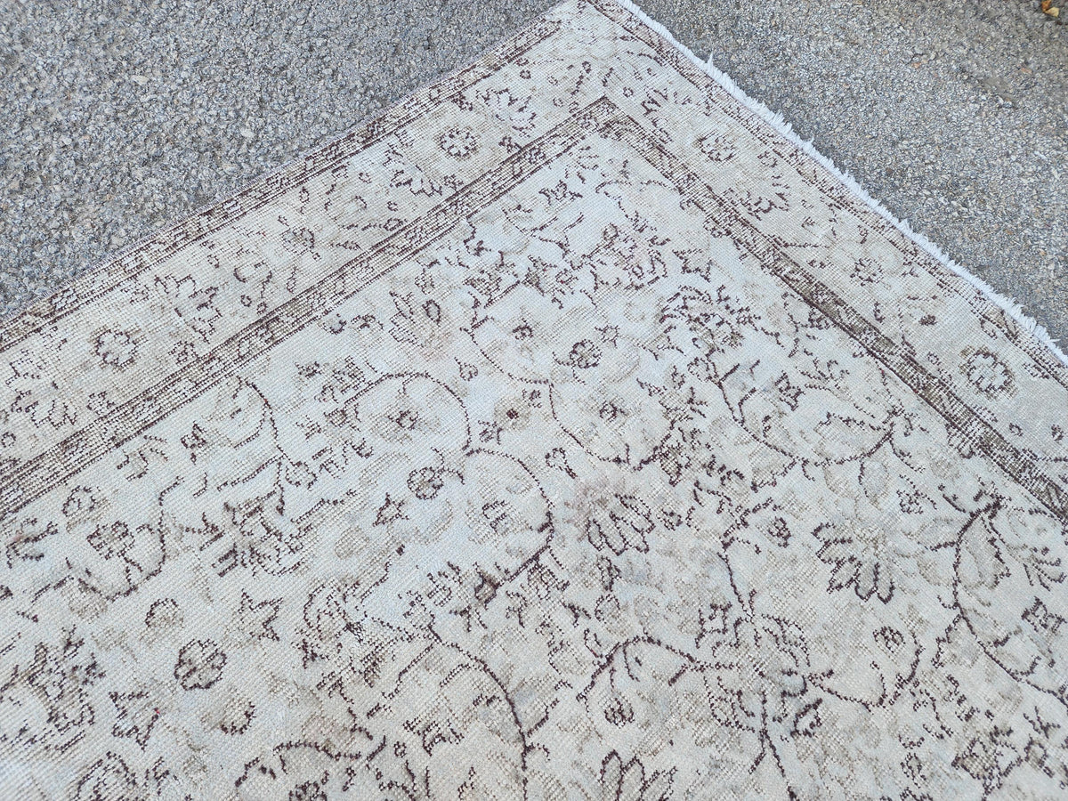 5x9 Neutral Wool Rug, Turkish Beige Hand Made, Dining Room Decor