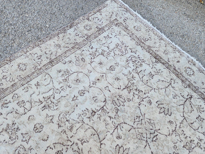 5x9 Neutral Wool Rug, Turkish Beige Hand Made, Dining Room Decor